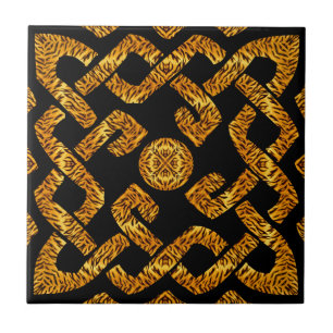 Azulejo Modelo céltico del tigre de la armadura