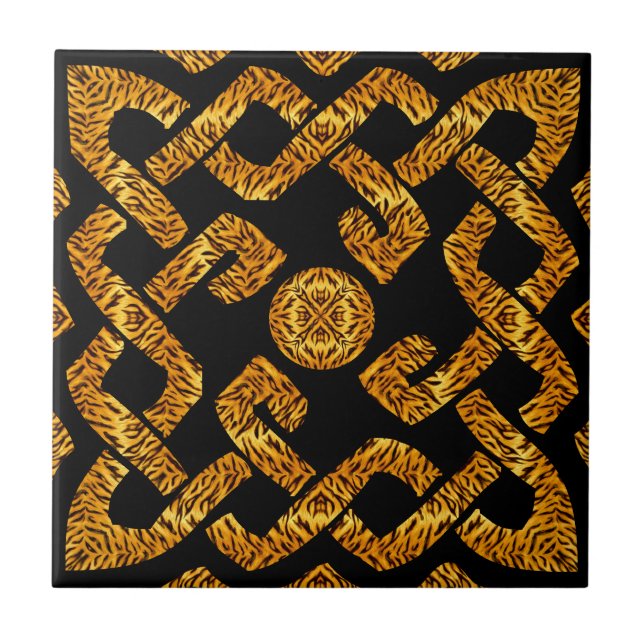 Azulejo Modelo céltico del tigre de la armadura (Frente)