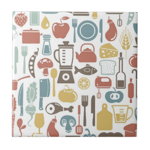 Azulejo Modelo con cocinar iconos