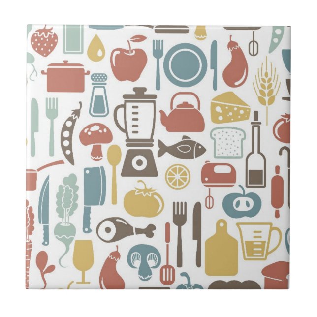 Azulejo Modelo con cocinar iconos (Frente)