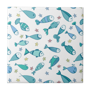 Azulejo Modelo con los pescados y las estrellas de mar