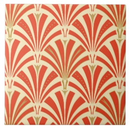 Azulejo Modelo de la fan del art déco - mandarina