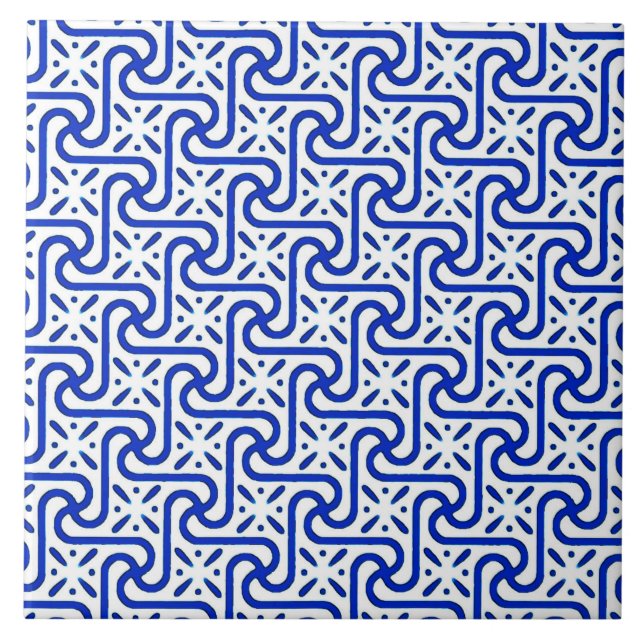 Azulejo Modelo de la teja, blanco y azul de cobalto (Frente)