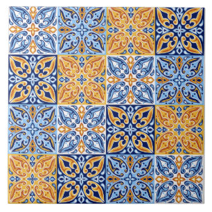 Azulejo Modelo de mosaico rojo azul mediterráneo