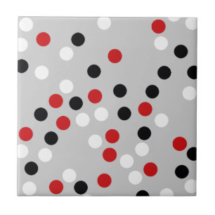 Azulejo modelo de puntos negro blanco rojo