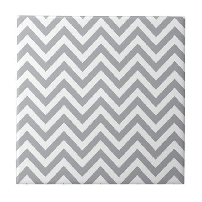 Azulejo Modelo de zigzag gris y blanco de Chevron (Frente)