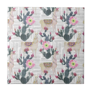 Azulejo Modelo del cactus de la acuarela
