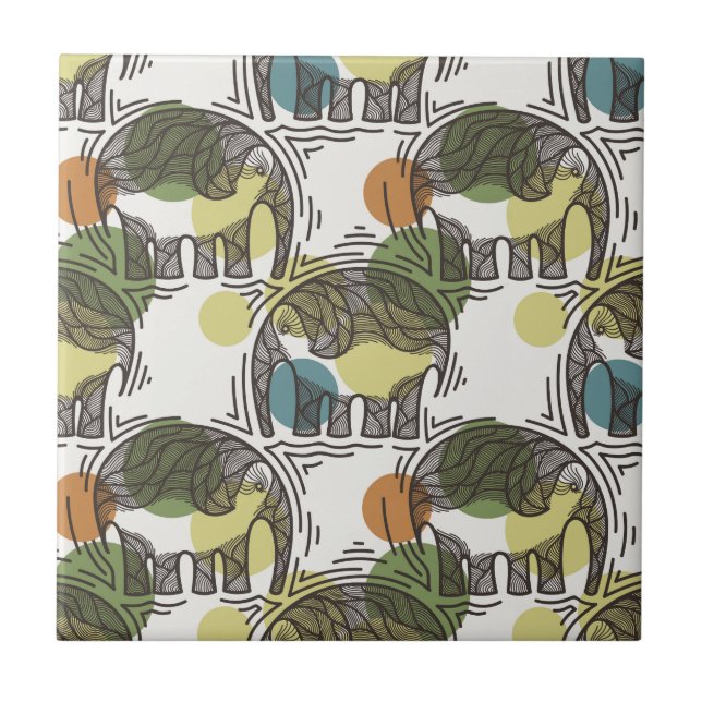 Azulejo Modelo del elefante (Frente)