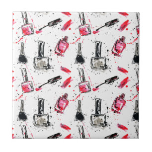 Azulejo Modelo del esmalte de uñas de la acuarela