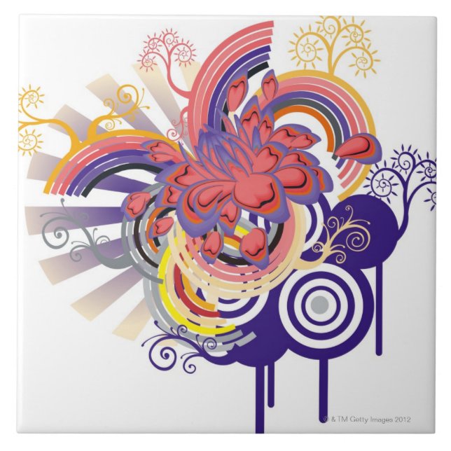 Azulejo Modelo del jardín de flores (Frente)