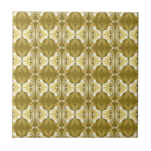 Azulejo Modelo del papel pintado del art déco - oro y
