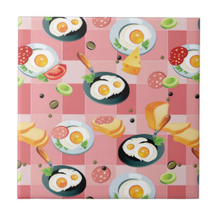 Azulejo Modelo del tomate y de los huevos fritos