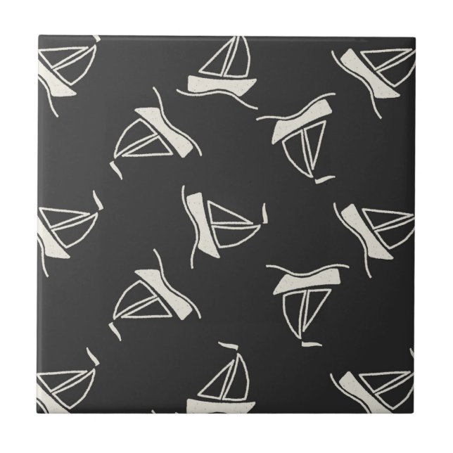 Azulejo Modelo del velero del Doodle (Frente)