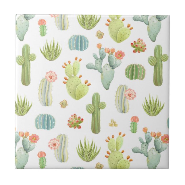 Azulejo Modelo derecho del cactus lindo (Frente)