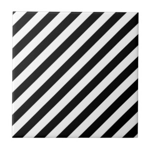 Azulejo Modelo diagonal blanco y negro de las rayas