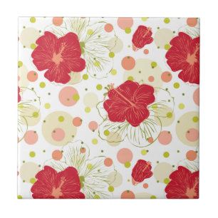 Azulejo Modelo dibujado mano del hibisco