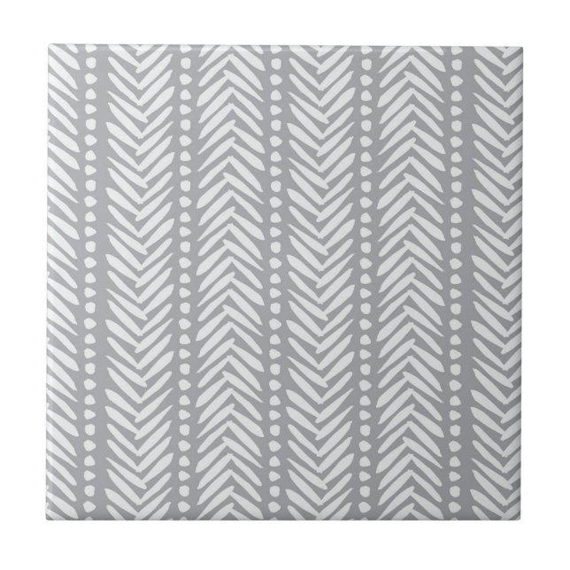 Azulejo Modelo dibujado mano gris de Chevron (Frente)