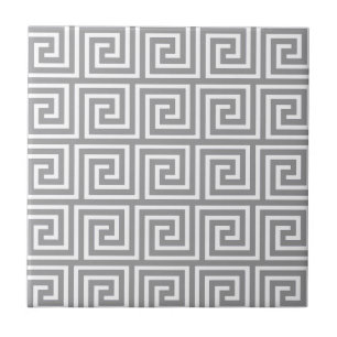 Azulejo Modelo dominante griego gris y blanco clásico