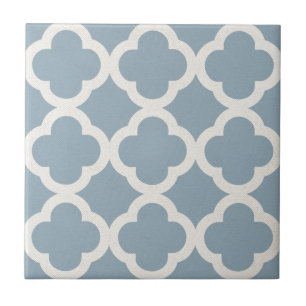 Azulejo Modelo elegante de Quatrefoil en azul en mirada de