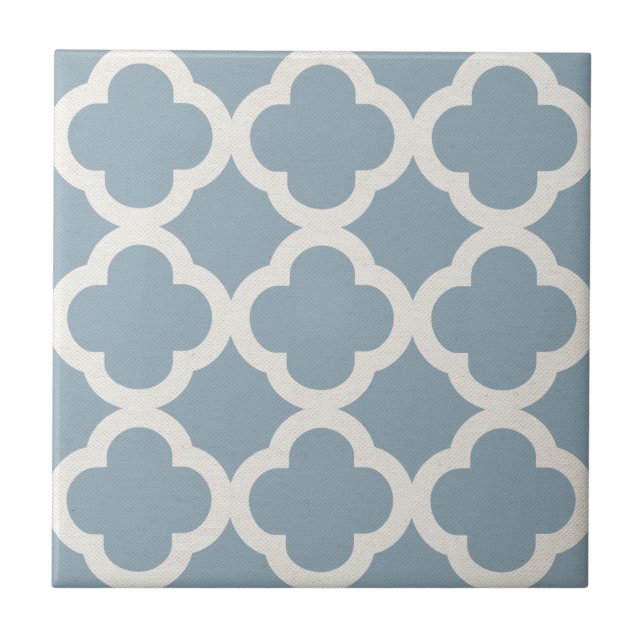 Azulejo Modelo elegante de Quatrefoil en azul en mirada de (Frente)