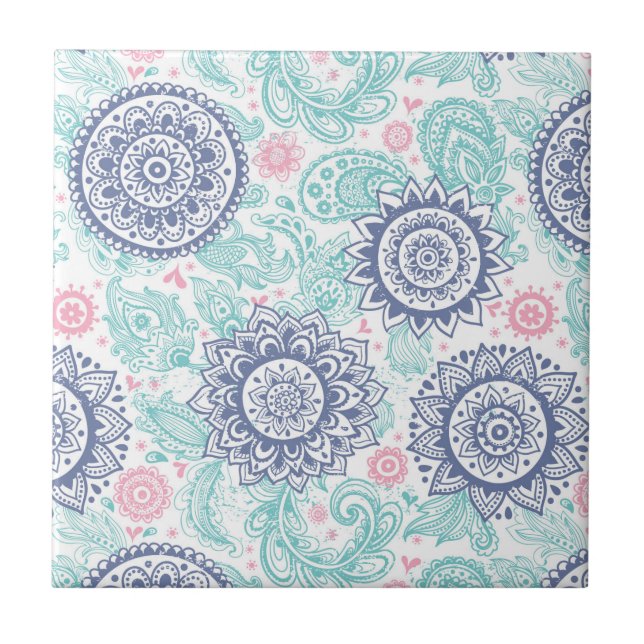 Azulejo Modelo étnico de Paisley (Frente)