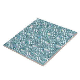 Azulejo Modelo étnico elegante de Ogee en trullo en blanco