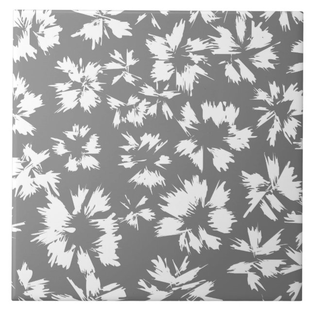 Azulejo Modelo floral gris y blanco elegante (Frente)