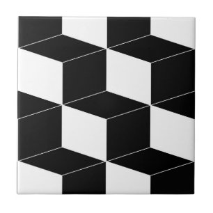 Azulejo Modelo geométrico abstracto - blanco y negro.