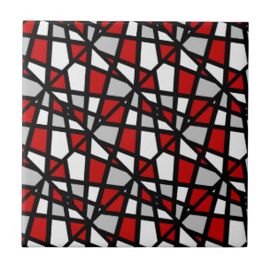 Azulejo Modelo geométrico blanco negro gris rojo