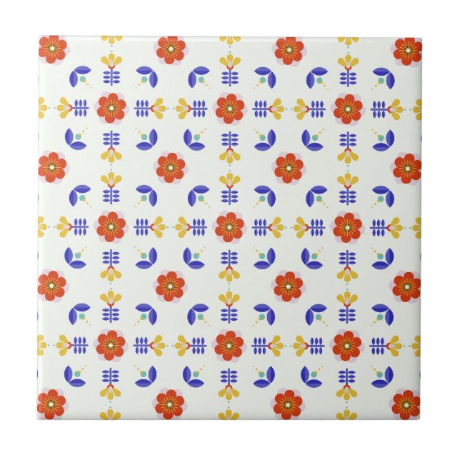 Azulejo Modelo geométrico de la flor de neón del arte (Frente)
