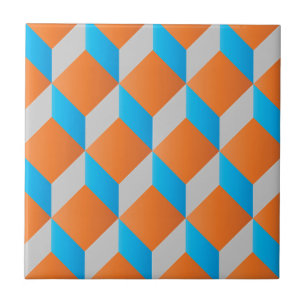 Azulejo Modelo geométrico del cubo 3d - diseño retro