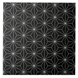 Azulejo Modelo geométrico elegante - plata y Negro