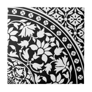 Azulejo Modelo geométrico floral blanco y negro indio