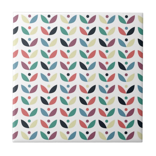 Azulejo Modelo geométrico floral del arte popular (Frente)