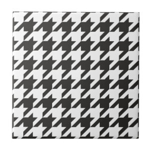 Azulejo Modelo gris de Houndstooth, blanco y negro