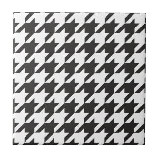 Azulejo Modelo gris de Houndstooth, blanco y negro