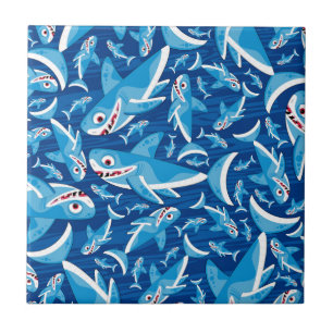 Azulejo Modelo lindo del tiburón del dibujo animado