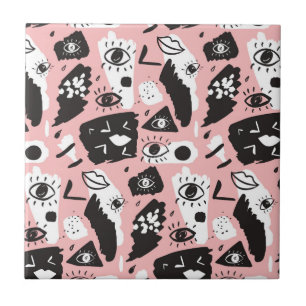 Azulejo Modelo moderno abstracto del ojo y de los labios