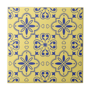 Azulejo Modelo moderno mediterráneo amarillo azul sin foco