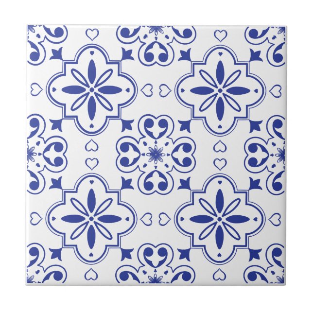 Azulejo Modelo moderno mediterráneo azul blanco sin soldad (Frente)