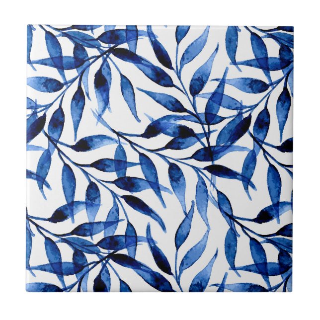 Azulejo Modelo pintado a mano de la tinta de la acuarela (Frente)