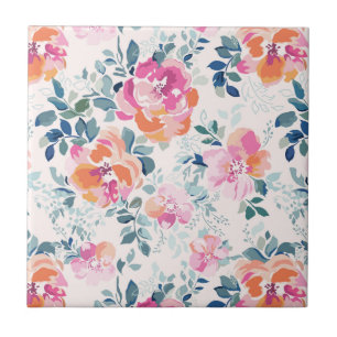 Azulejo Modelo pintado de los rosas