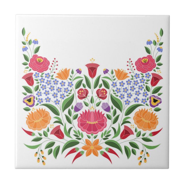 Azulejo Modelo popular húngaro - flor del bordado de (Frente)