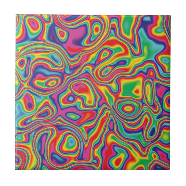 Azulejo Modelo psicodélico del aceite del arco iris (Frente)