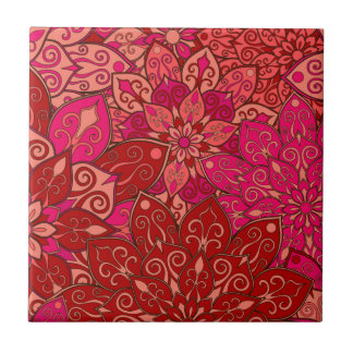 Azulejo Modelo rojo y rosado de la mandala