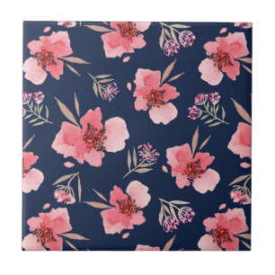 Azulejo Modelo rosado oscuro de la acuarela