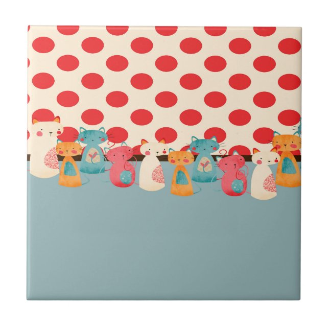 Azulejo Modelo rústico del gato lindo (Frente)