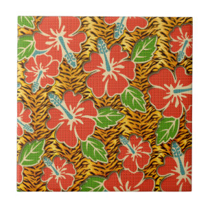 Azulejo Modelo salvaje del tigre de las flores tropicales