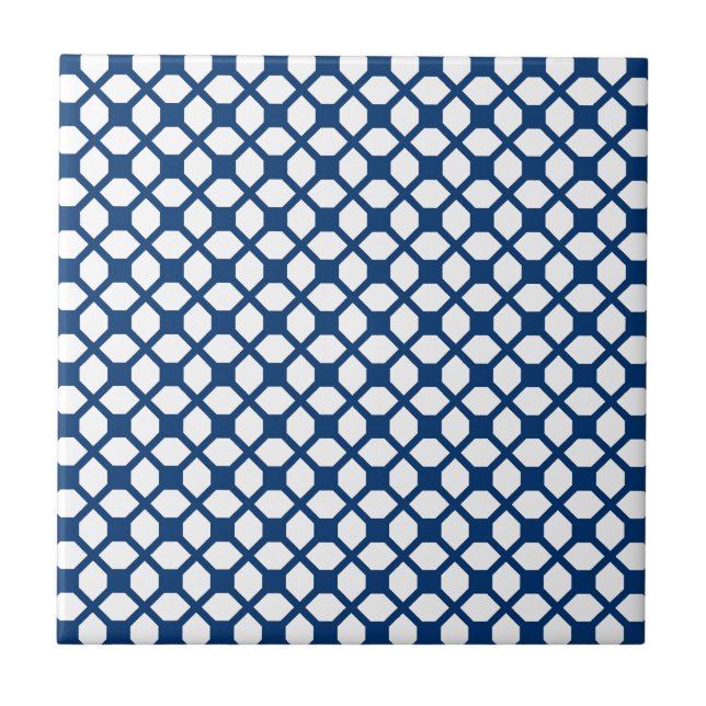Azulejo Modelo simplemente azul de Quatrefoil - azul y (Frente)