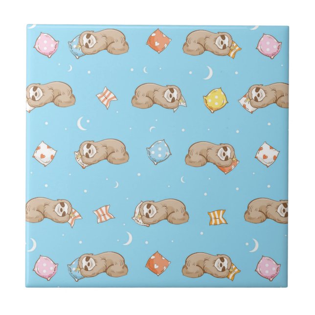 Azulejo Modelo soñoliento de la pereza del tiempo (Frente)